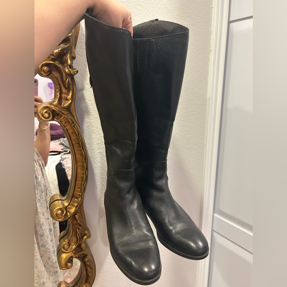 Sam Edelman Wide Calf Sz 7.5 Penny Black Leather Knee-High Riding Boots